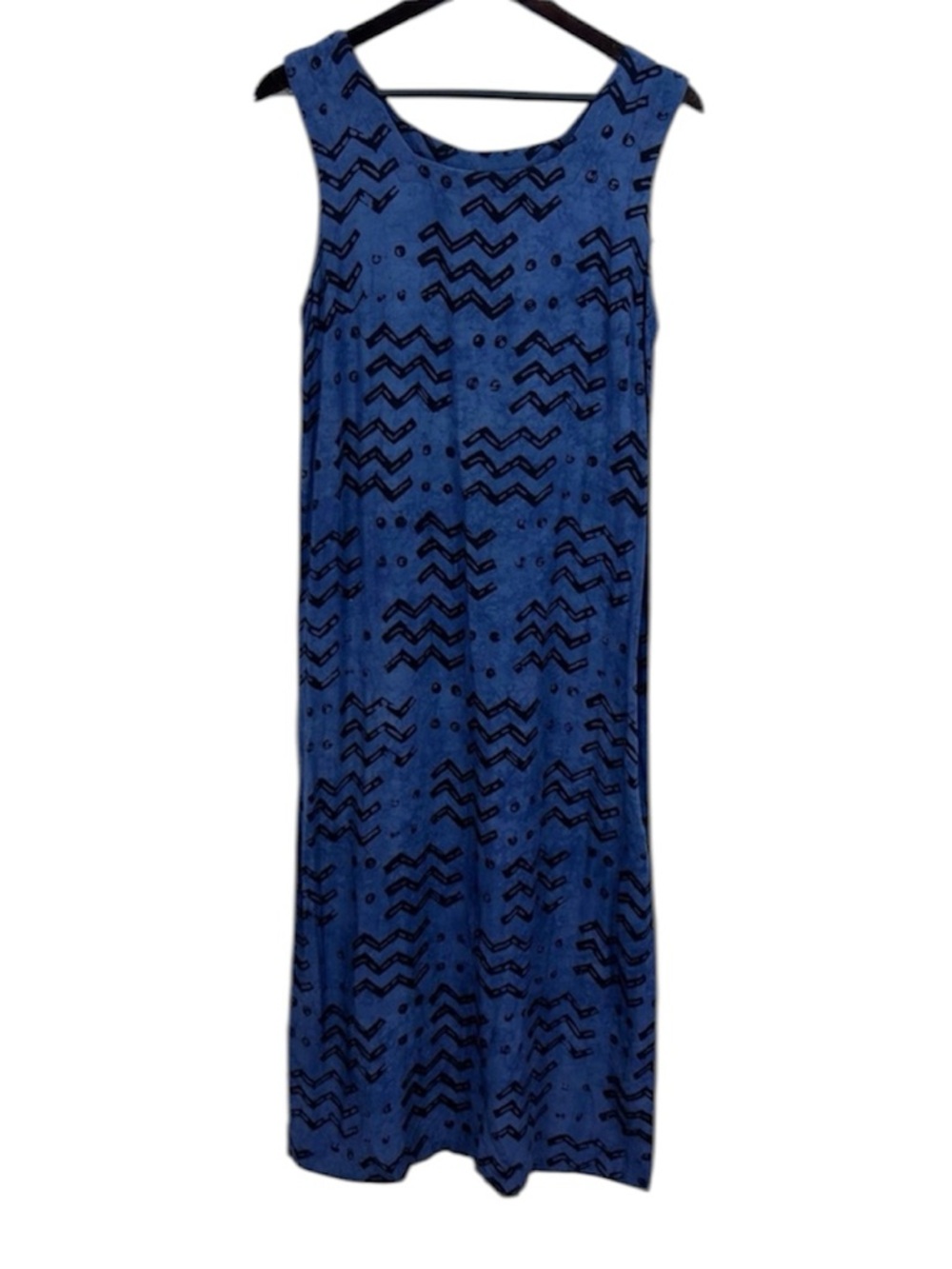 Nomadic Traders Maxi Dress Size Small 100% Rayon Blue Sleeveless Boho